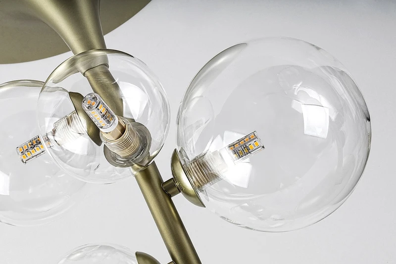 Aslov – modern ceiling light in gold with clear glass, Ø320mm, 6×G9