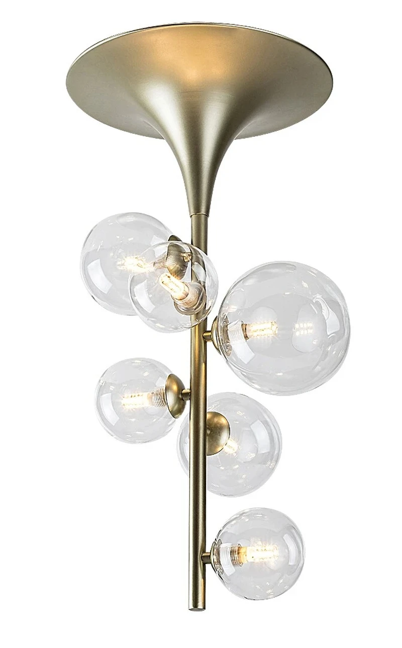 Ceiling Lights Aslov – modern ceiling light in gold with clear glass, Ø320mm, 6×G9