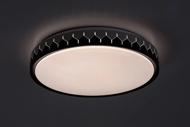 Malin – LED ceiling light in black/grey with white shade, Ø400mm, 24W, 3000-6500K