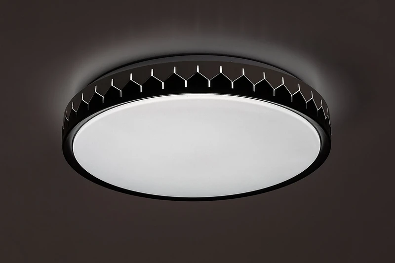 Malin – LED ceiling light in black/grey with white shade, Ø400mm, 24W, 3000-6500K