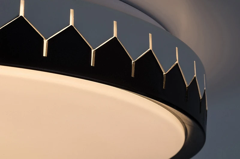 Malin – LED ceiling light in black/grey with white shade, Ø400mm, 24W, 3000-6500K