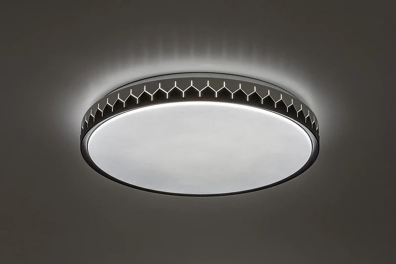 Malin – LED плафон в черно/сиво с бял абажур, Ø500мм, 48W, 3000-6500K