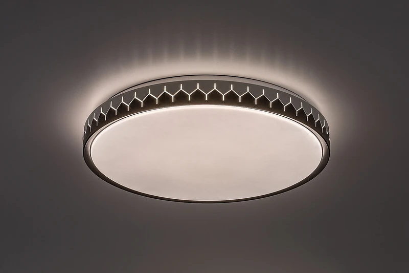 Malin – LED плафон в черно/сиво с бял абажур, Ø500мм, 48W, 3000-6500K