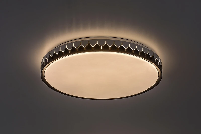 Malin – LED плафон в черно/сиво с бял абажур, Ø500мм, 48W, 3000-6500K