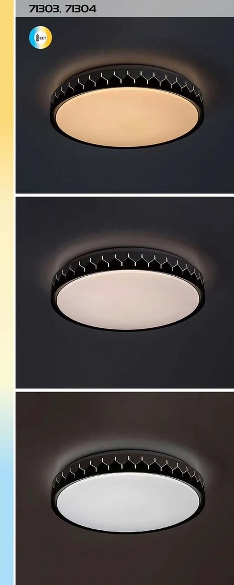 Malin – LED плафон в черно/сиво с бял абажур, Ø500мм, 48W, 3000-6500K