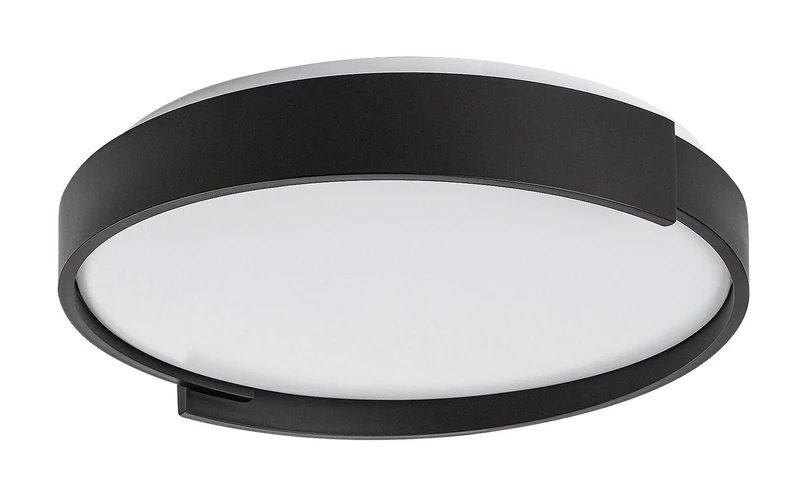Laleh – LED плафон в черно с бял абажур, Ø400мм, 24W, 3000-6500K