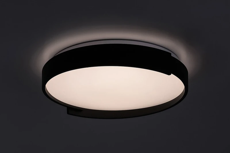 Laleh – LED плафон в черно с бял абажур, Ø400мм, 24W, 3000-6500K