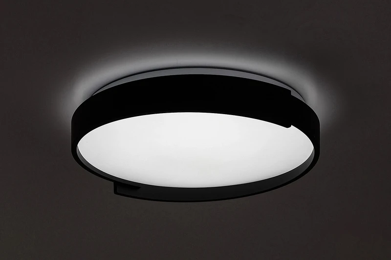 Laleh – LED плафон в черно с бял абажур, Ø400мм, 24W, 3000-6500K