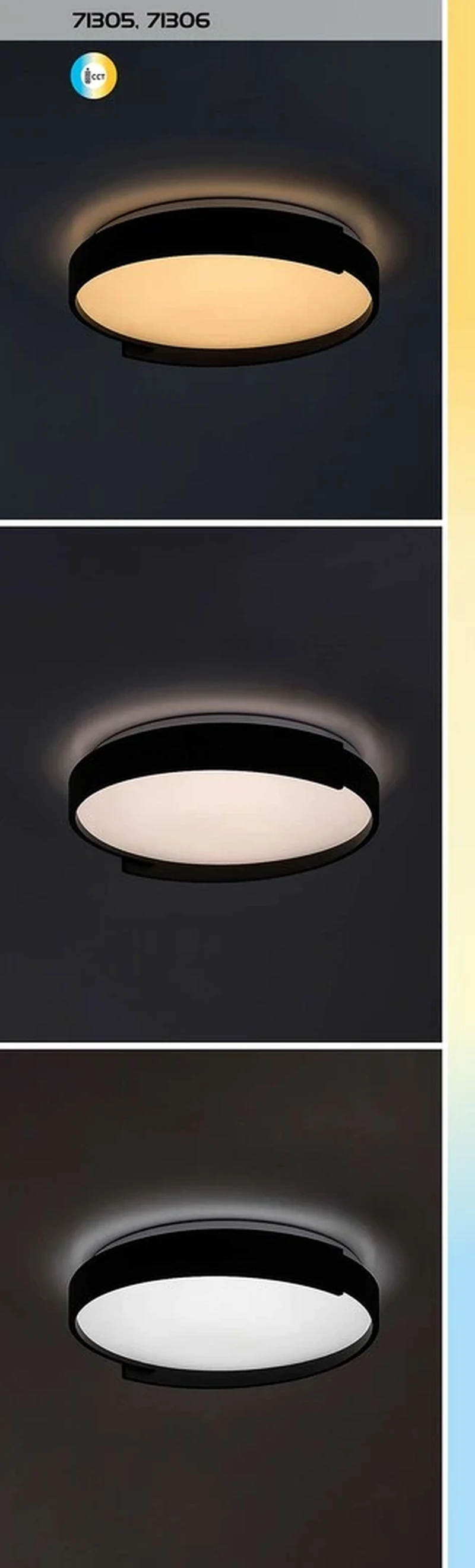 Laleh – LED плафон в черно с бял абажур, Ø500мм, 48W, 3000-6500K