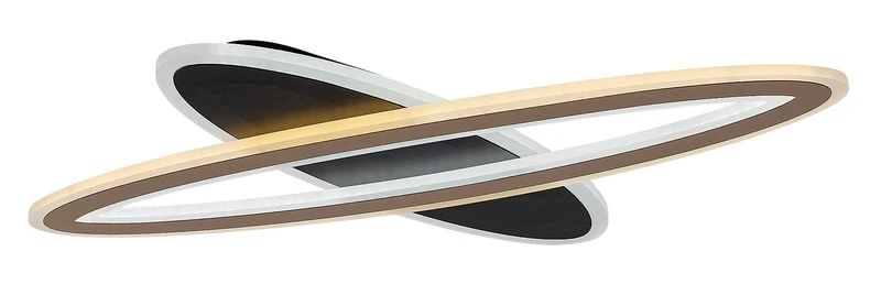 Taneli2 – LED ceiling light in black/gold with white acrylic shade, Ø700mm, 70W, 3000-6000K