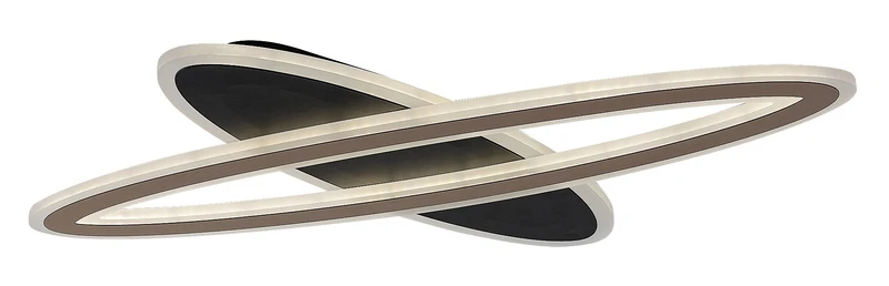 Taneli2 – LED ceiling light in black/gold with white acrylic shade, Ø700mm, 70W, 3000-6000K