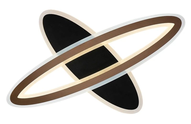 Taneli2 – LED ceiling light in black/gold with white acrylic shade, Ø700mm, 70W, 3000-6000K