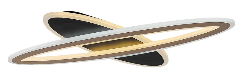 LED Ceiling Lights Taneli2 – LED ceiling light in black/gold with white acrylic shade, Ø700mm, 70W, 3000-6000K