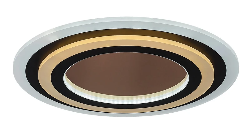 Taneli2 – LED ceiling light in black/gold with white acrylic, Ø450mm, 56W, 3000-6000K