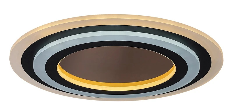 LED Ceiling Lights Taneli2 – LED ceiling light in black/gold with white acrylic, Ø450mm, 56W, 3000-6000K
