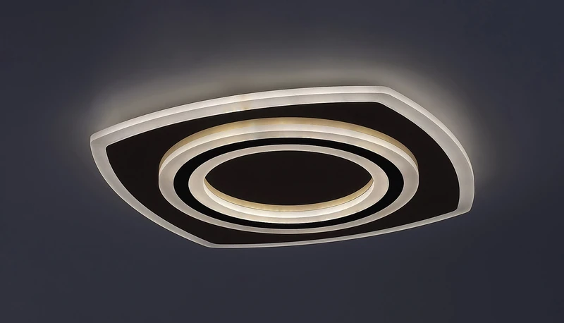 Taneli2 – LED плафон в черно/златно с бял акрил, 480×480мм, 60W, 3000-6000K
