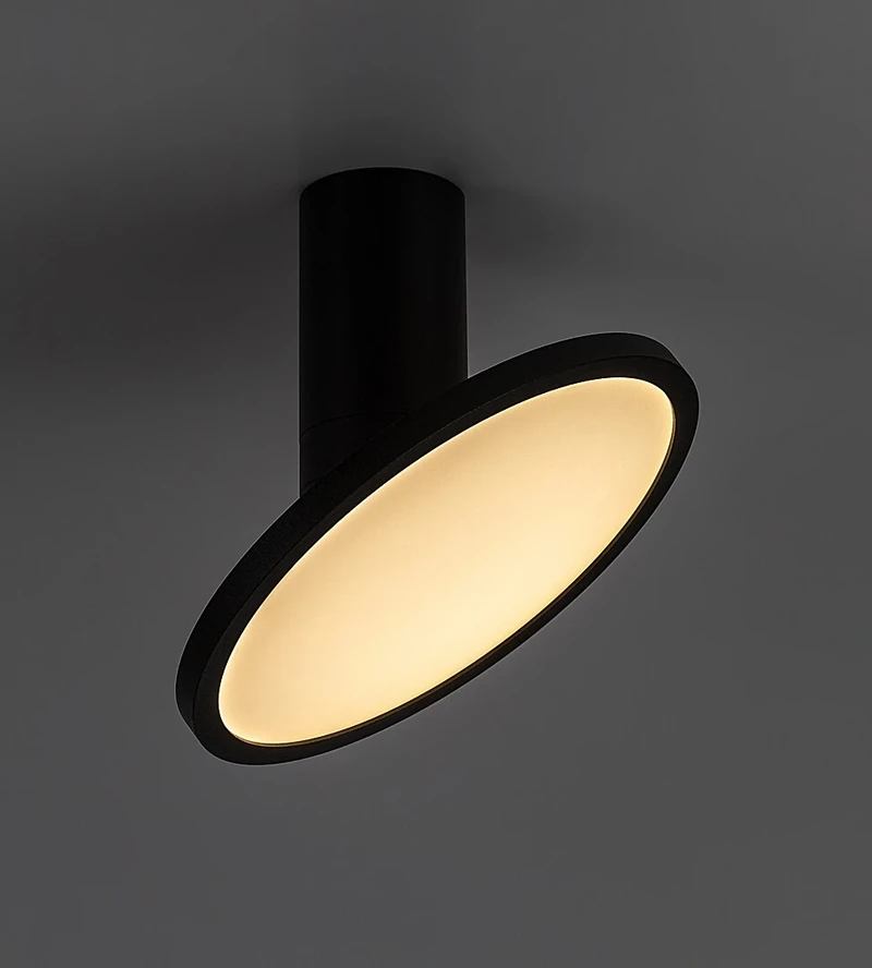 Ovidia – LED плафон за повърхностен монтаж в черно/бяло, Ø200мм, 20W, 3000K