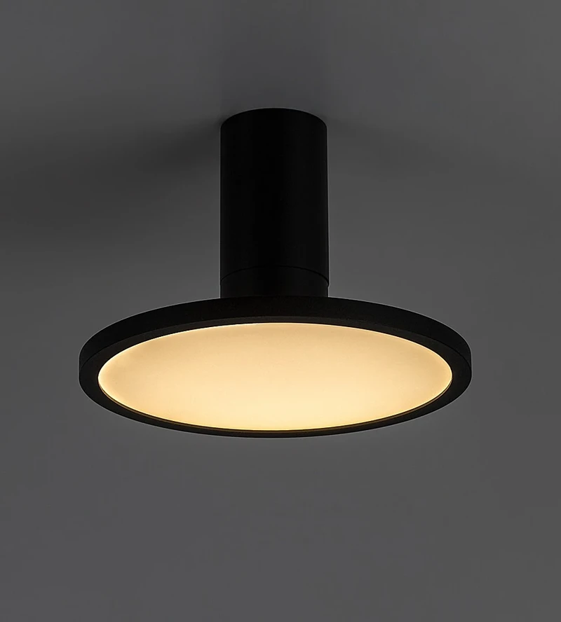 Ovidia – LED плафон за повърхностен монтаж в черно/бяло, Ø200мм, 20W, 3000K
