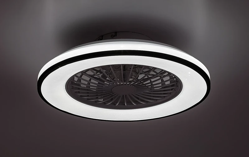 Dalfon2 – LED ceiling light with fan in black/white, Ø485mm, 48W, 3000-6500K