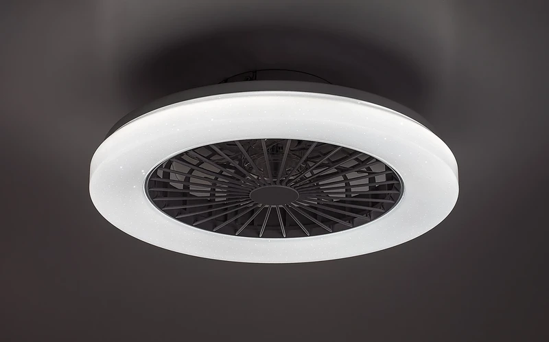 Dalfon2 – LED ceiling light with fan in white, Ø485mm, 48W, 3000-6500K, RGB