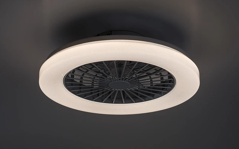 Dalfon2 – LED ceiling light with fan in white, Ø485mm, 48W, 3000-6500K, RGB