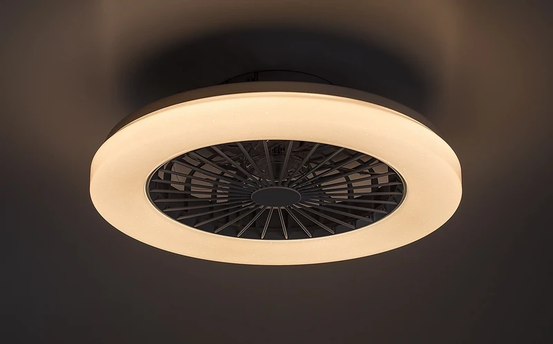 Dalfon2 – LED ceiling light with fan in white, Ø485mm, 48W, 3000-6500K, RGB