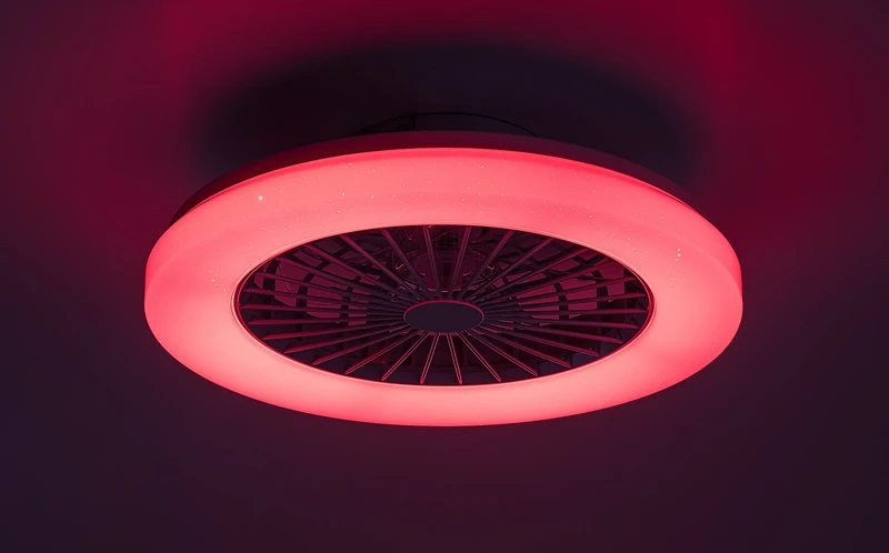 Dalfon2 – LED ceiling light with fan in white, Ø485mm, 48W, 3000-6500K, RGB