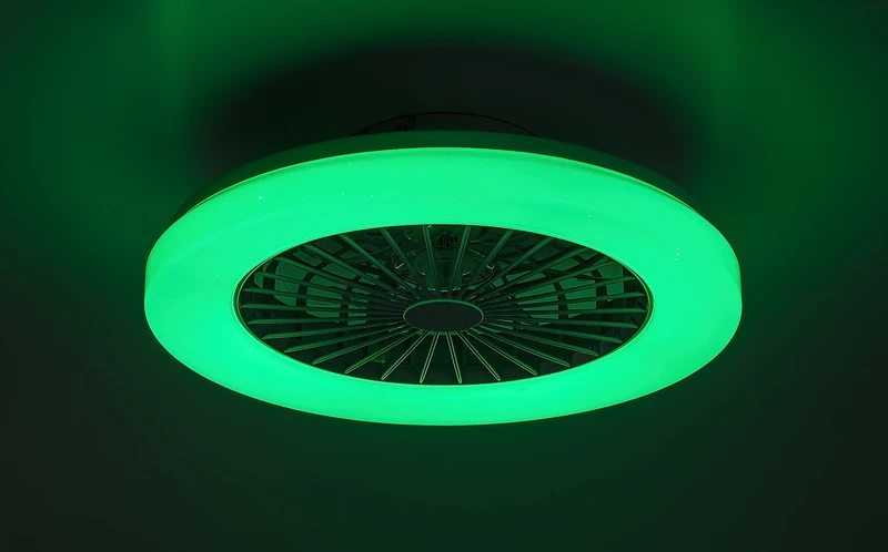 Dalfon2 – LED ceiling light with fan in white, Ø485mm, 48W, 3000-6500K, RGB