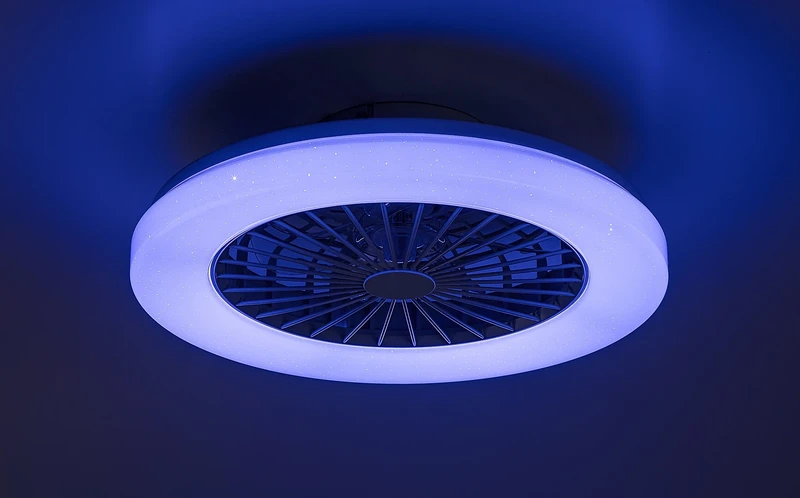 Dalfon2 – LED ceiling light with fan in white, Ø485mm, 48W, 3000-6500K, RGB