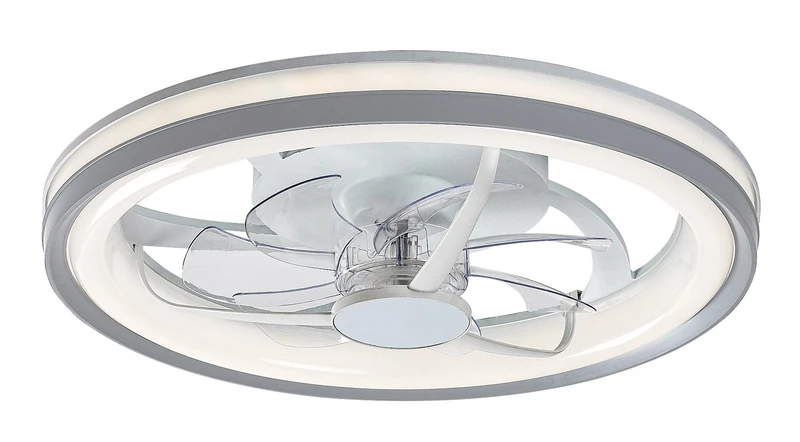 LED плафони Fanricius – LED таванен вентилатор в сребристо/бяло, Ø480мм, 40W, 3000-6000K