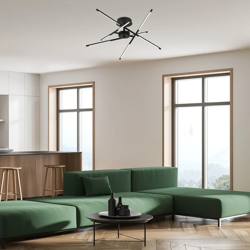 Henli2 – LED ceiling light in black/white, 660×660mm, 40W, 3000K