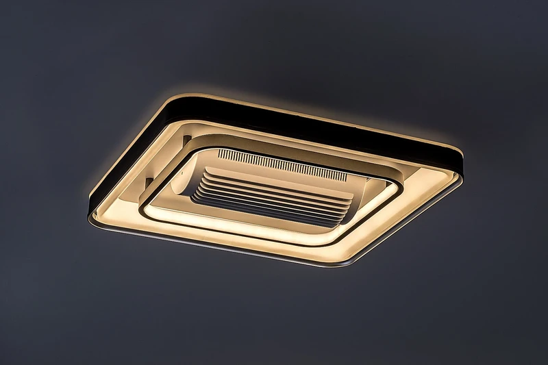 Aireon – LED ceiling light with fan in black/white, 480×480mm, 50W, 3000-6000K
