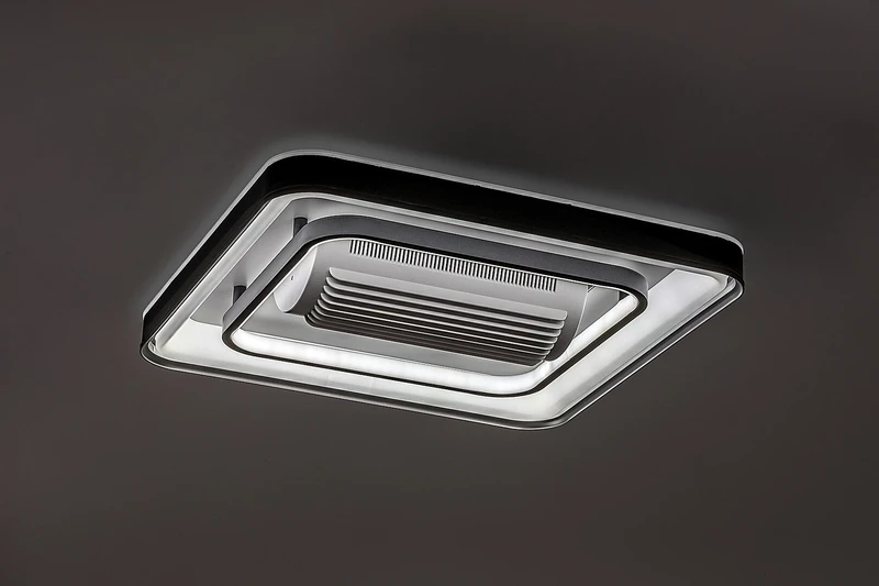 Aireon – LED ceiling light with fan in black/white, 480×480mm, 50W, 3000-6000K
