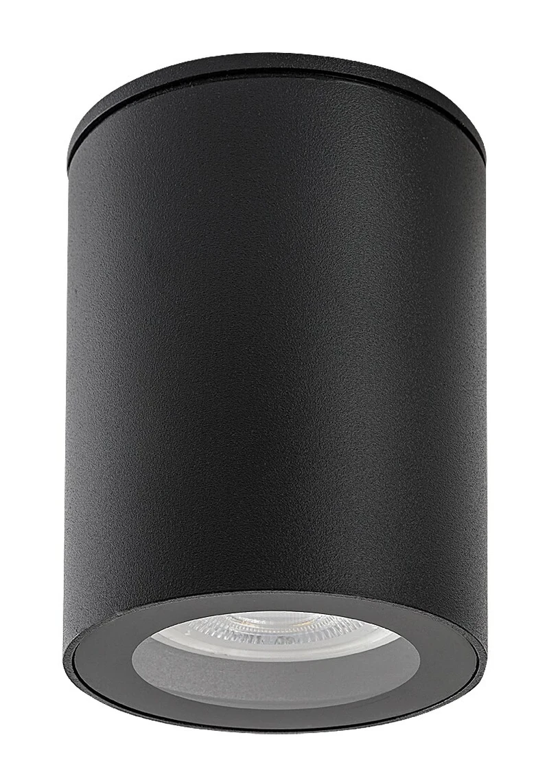 Koven – техническа спот лампа за вграждане в черно, Ø70мм, 1×GU10, IP44