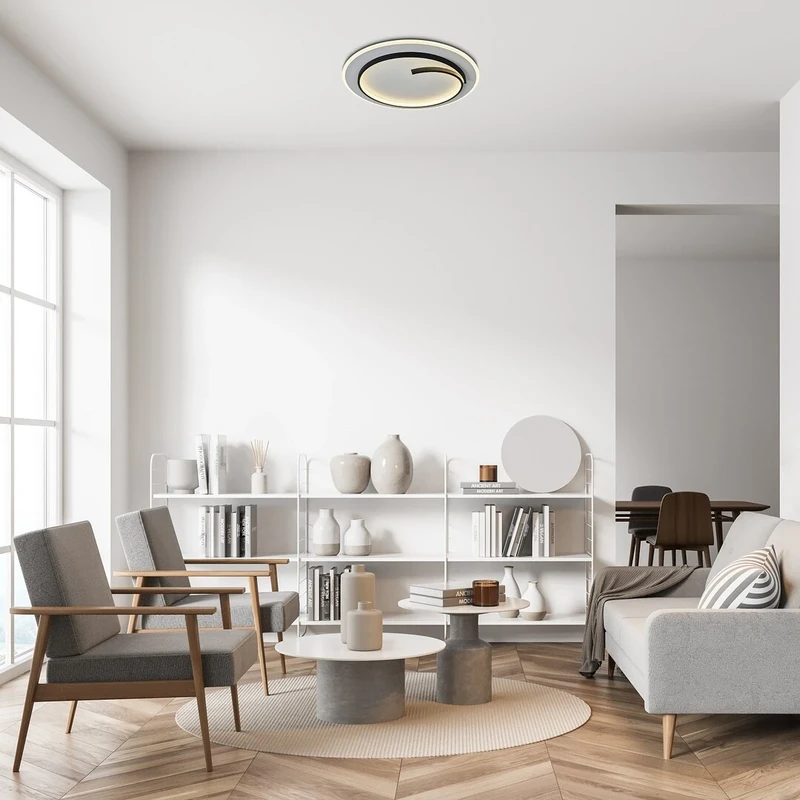Niloo – LED плафон в черно/бяло, Ø480мм, 40W, 4000K