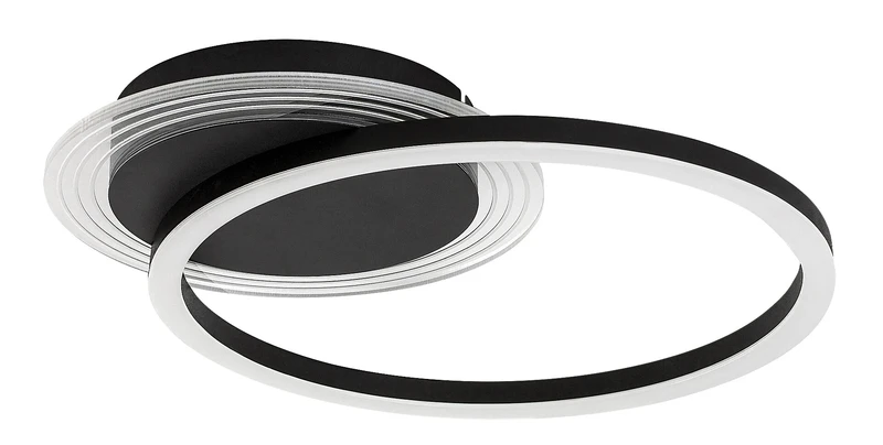 Kerstin – LED ceiling light in black with white acrylic shade, Ø400mm, 24W, 3000K