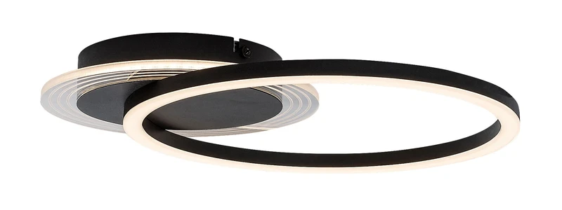 Kerstin – LED ceiling light in black with white acrylic shade, Ø400mm, 24W, 3000K