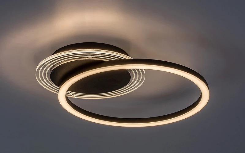 Kerstin – LED ceiling light in black with white acrylic shade, Ø400mm, 24W, 3000K