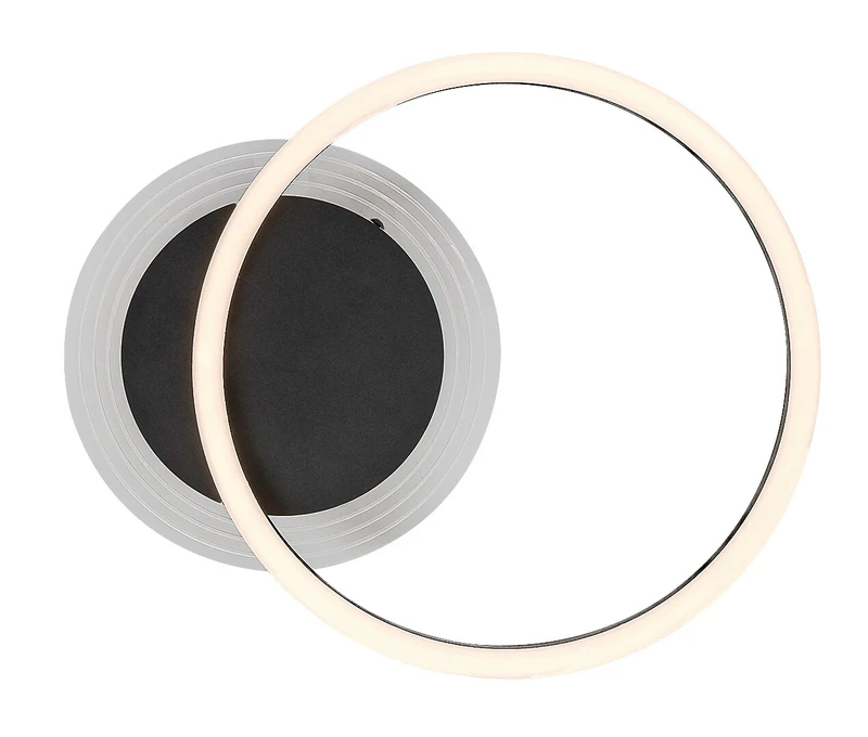 Kerstin – LED ceiling light in black with white acrylic shade, Ø400mm, 24W, 3000K