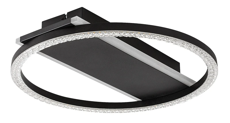 Kerstin – LED ceiling light in black/white with acrylic shade, Ø330mm, 24W, 3000K