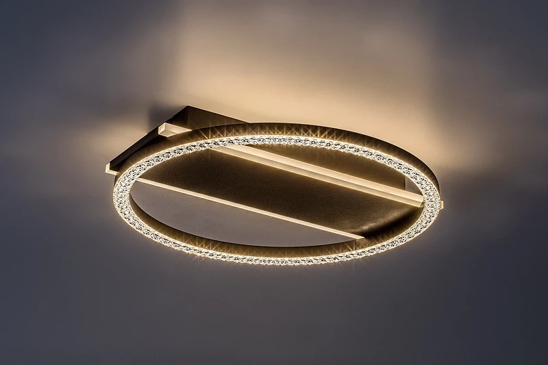 Kerstin – LED ceiling light in black/white with acrylic shade, Ø330mm, 24W, 3000K
