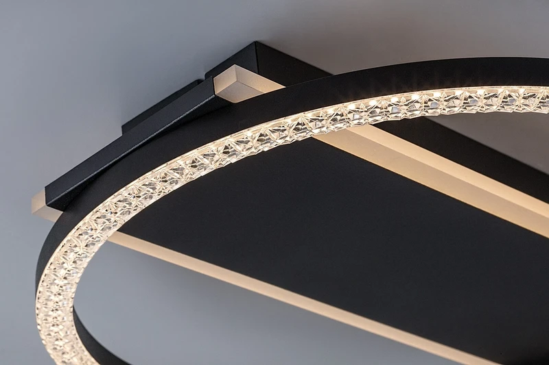 Kerstin – LED ceiling light in black/white with acrylic shade, Ø330mm, 24W, 3000K