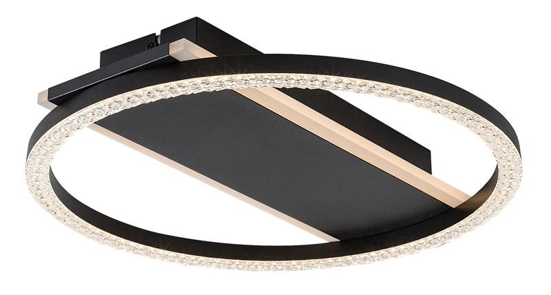 LED Ceiling Lights Kerstin – LED ceiling light in black/white with acrylic shade, Ø330mm, 24W, 3000K