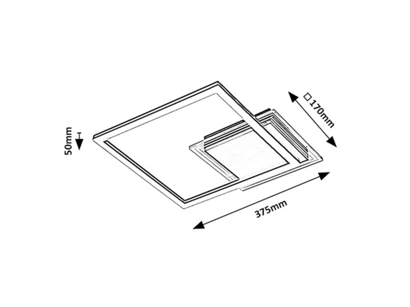 Ottavia – LED ceiling light in black/white, 370×370mm, 24W, 3000K