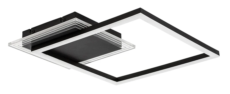 Ottavia – LED ceiling light in black/white, 370×370mm, 24W, 3000K