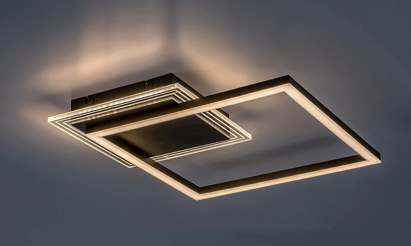 Ottavia – LED ceiling light in black/white, 370×370mm, 24W, 3000K