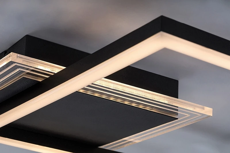 Ottavia – LED ceiling light in black/white, 370×370mm, 24W, 3000K