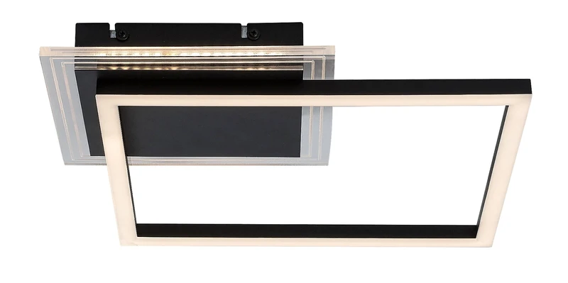 Ottavia – LED ceiling light in black/white, 370×370mm, 24W, 3000K