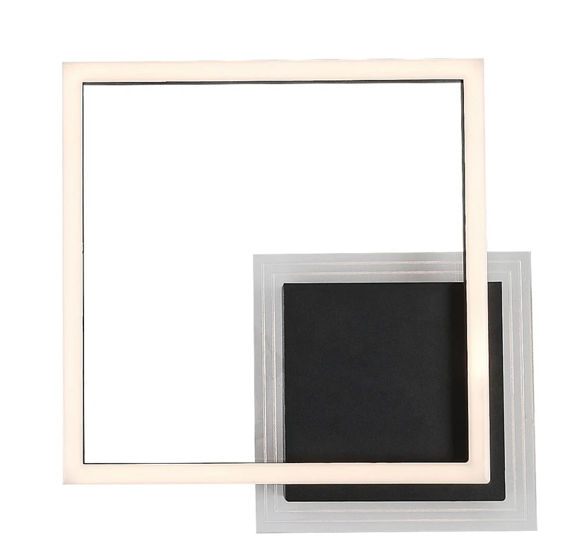 Ottavia – LED ceiling light in black/white, 370×370mm, 24W, 3000K