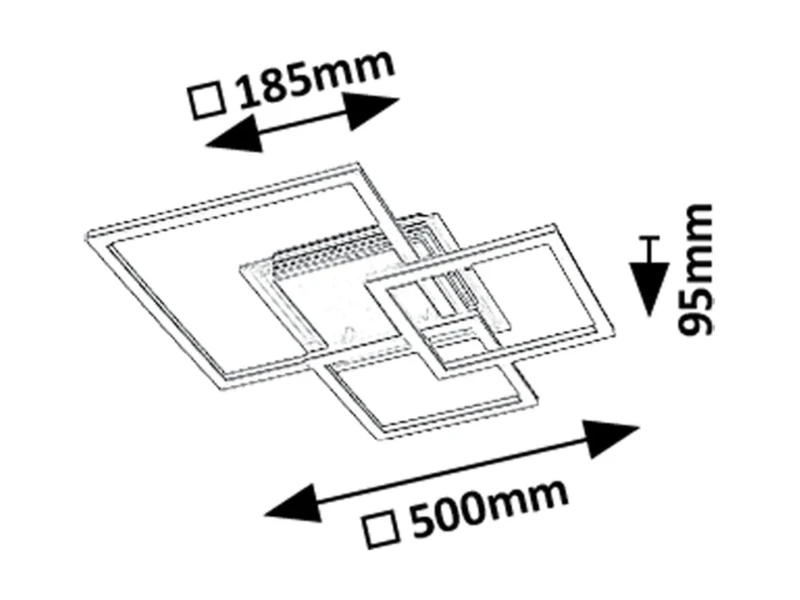 Ottavia – LED ceiling light in black with white acrylic shade, 500×500mm, 40W, 3000K